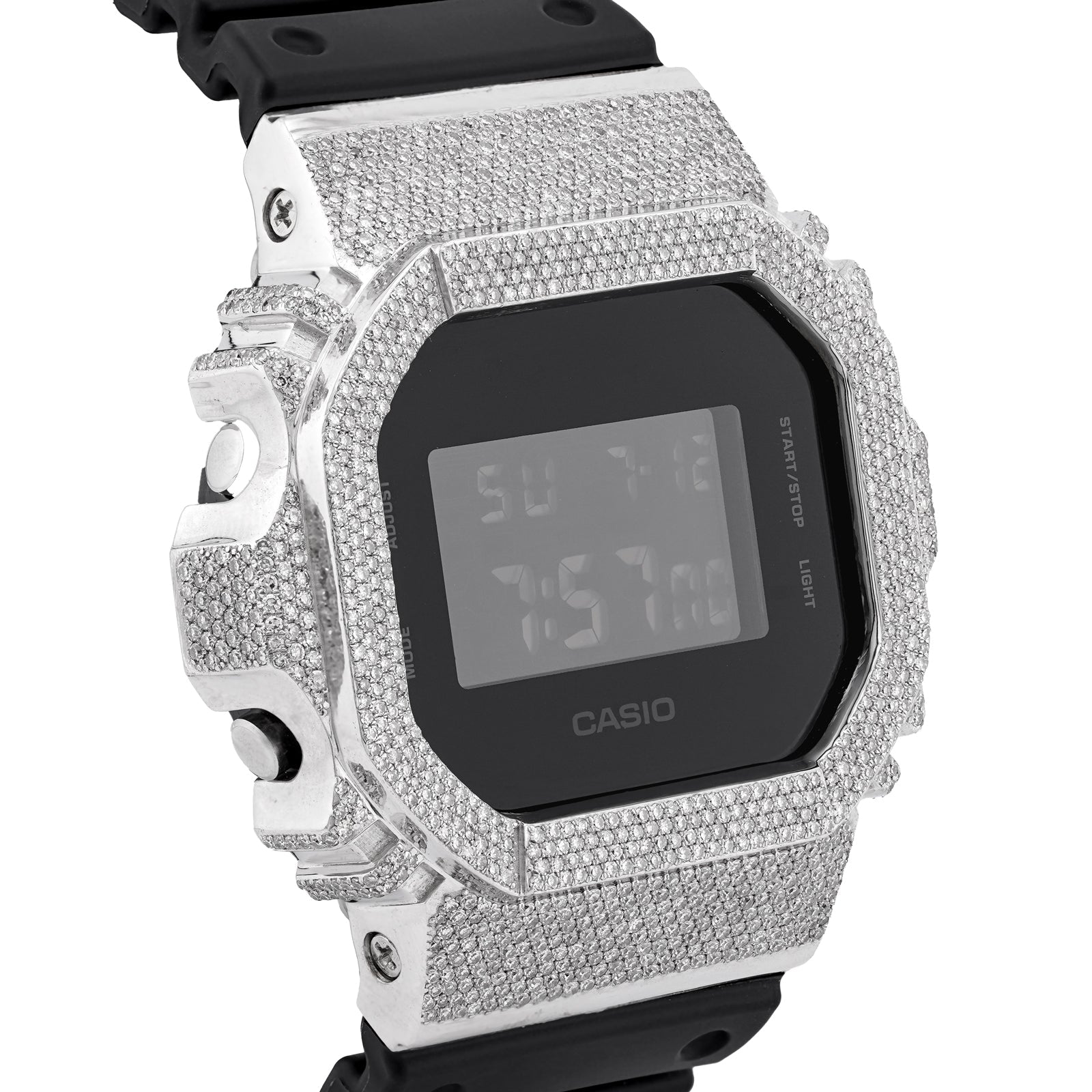 G-Shock DW-5600 3.90CT Natural Diamond White Bezel All Black Watch - Elite Jewelers-Luxury Watch