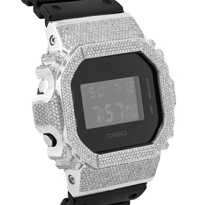 G-Shock DW-5600 3.90CT Natural Diamond White Bezel All Black Watch - Elite Jewelers-Luxury Watch