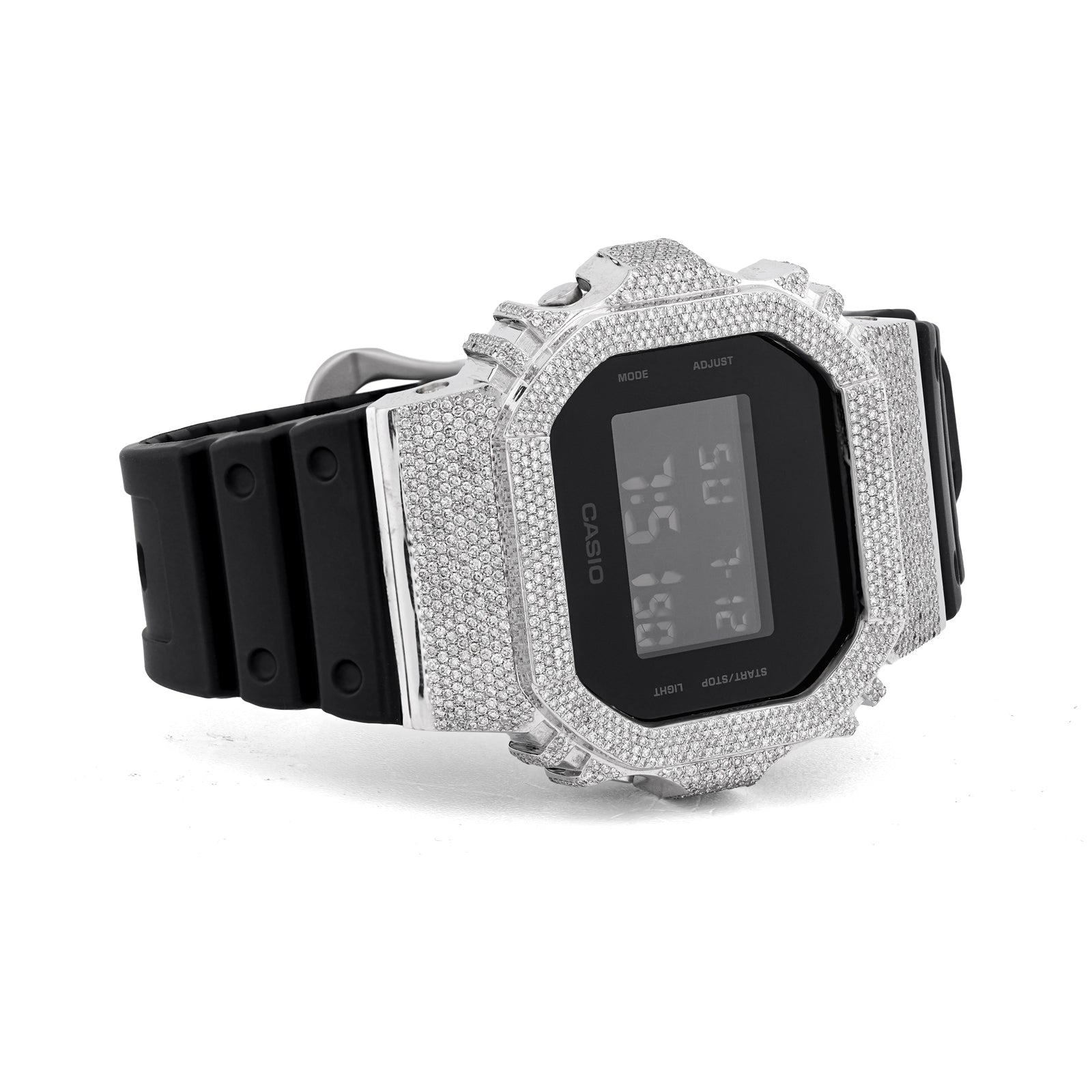 G-Shock DW-5600 3.90CT Natural Diamond White Bezel All Black Watch - Elite Jewelers-Luxury Watch
