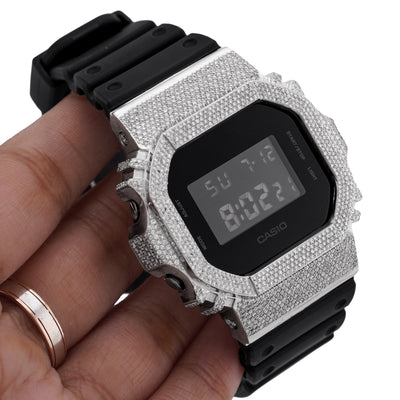 G-Shock DW-5600 3.90CT Natural Diamond White Bezel All Black Watch - Elite Jewelers-Luxury Watch