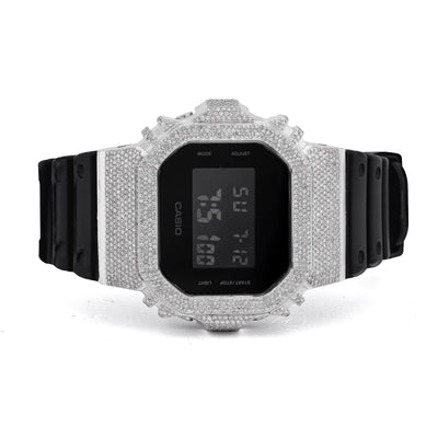 G-Shock DW-5600 3.90CT Natural Diamond White Bezel All Black Watch - Elite Jewelers-Luxury Watch