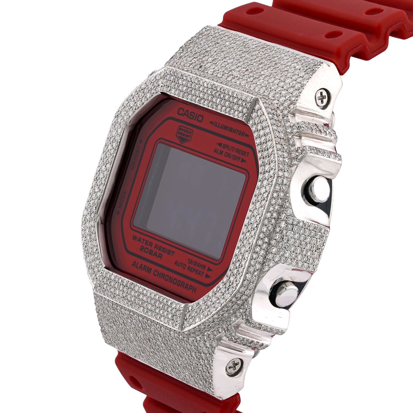 G-Shock DW-5600 4.50CT Natural Diamond White Bezel All Red Watch - Elite Jewelers-Luxury Watch