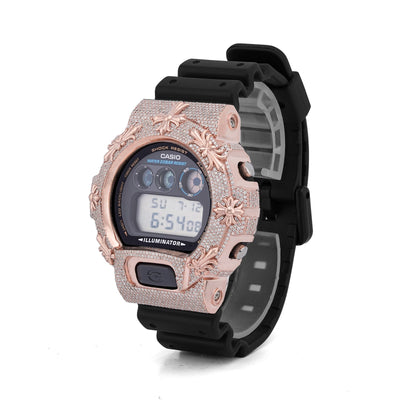 G-Shock DW-6900 3.5CT Natural Diamond Rose Chrome Heart Cross Watch - Elite Jewelers-Luxury Watch
