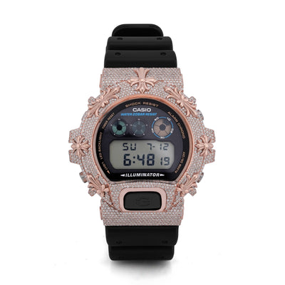 G-Shock DW-6900 3.5CT Natural Diamond Rose Chrome Heart Cross Watch - Elite Jewelers-Luxury Watch