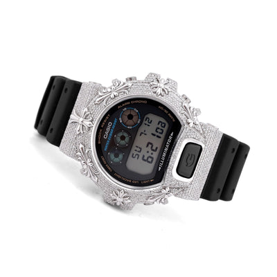 G-Shock DW-6900 3.5CT Natural Diamond White Chrome Heart Cross Watch - Elite Jewelers-Luxury Watch