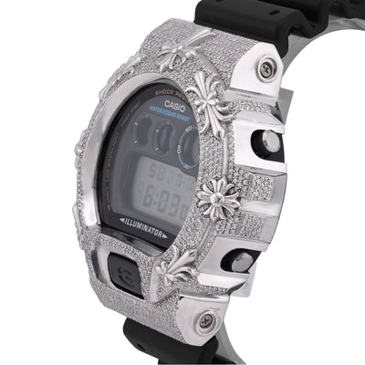 G-Shock DW-6900 3.5CT Natural Diamond White Chrome Heart Cross Watch - Elite Jewelers-Luxury Watch