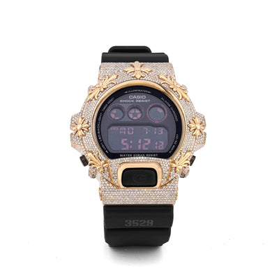 G-Shock DW-6900 3.5CT Natural Diamond Yellow Chrome Heart Cross Watch - Elite Jewelers-Luxury Watch