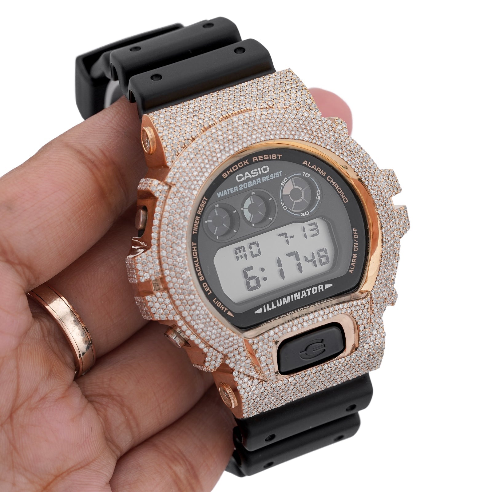 G-Shock DW-6900 4.6CT Natural Diamond Yellow Bezel All Black Watch - Elite Jewelers-Luxury Watch