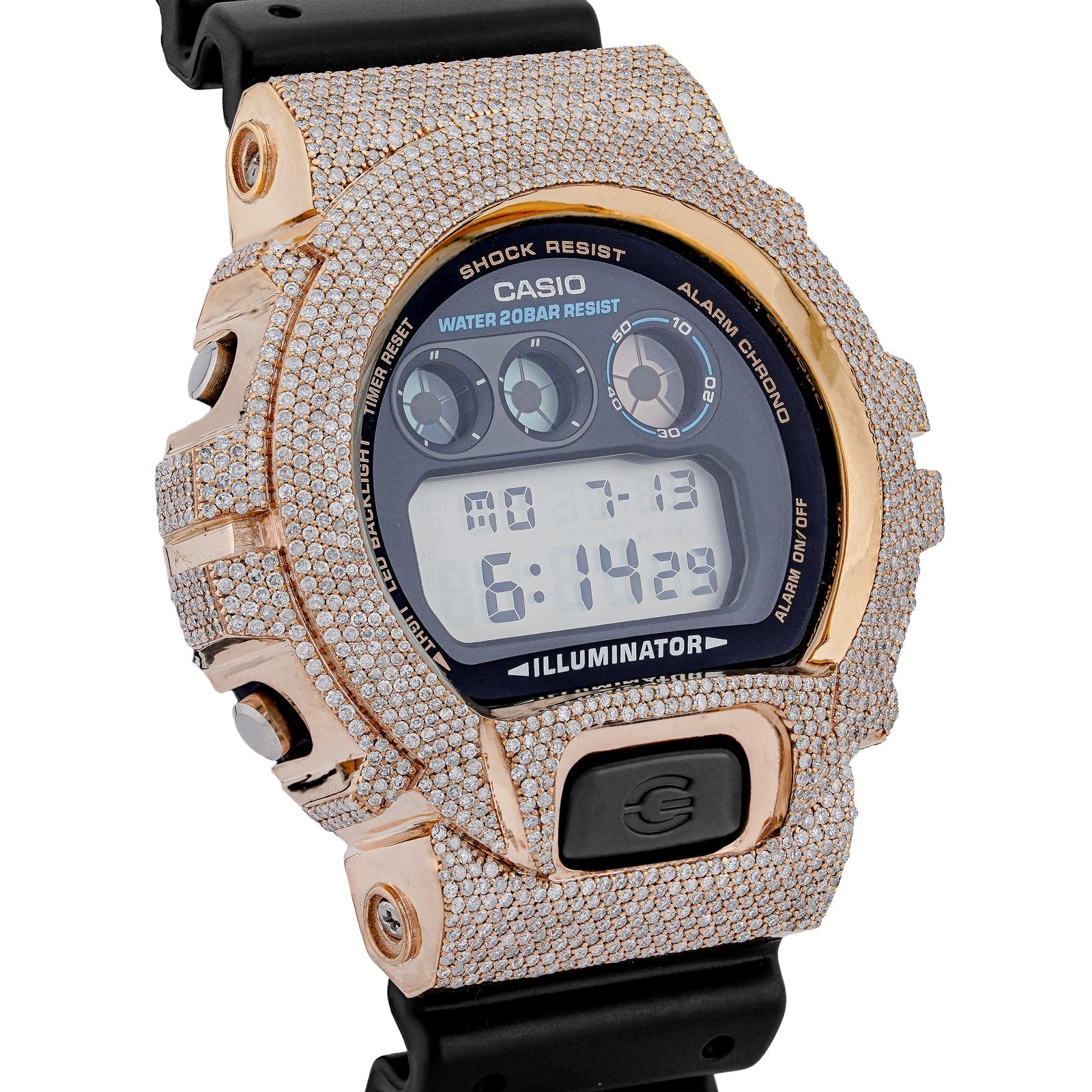 G-Shock DW-6900 4.6CT Natural Diamond Yellow Bezel All Black Watch - Elite Jewelers-Luxury Watch