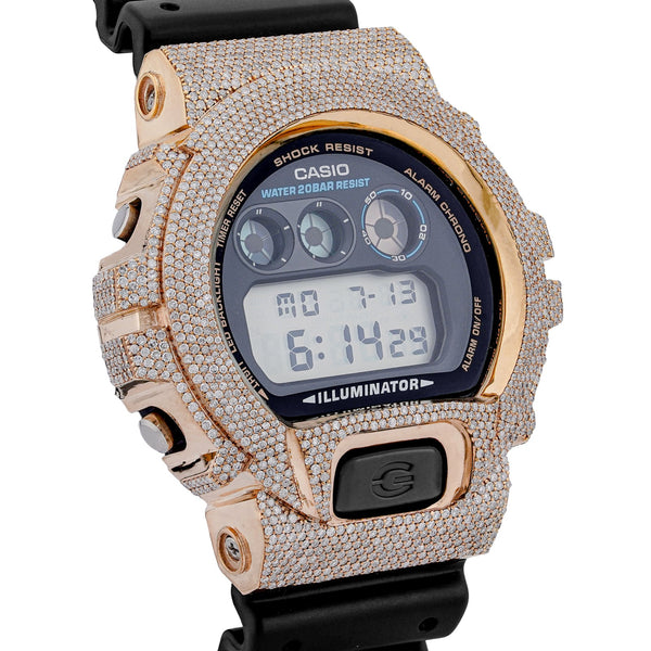 G-Shock DW-6900 4.6CT Natural Diamond Yellow Bezel All Black Watch - Elite Jewelers-Luxury Watch