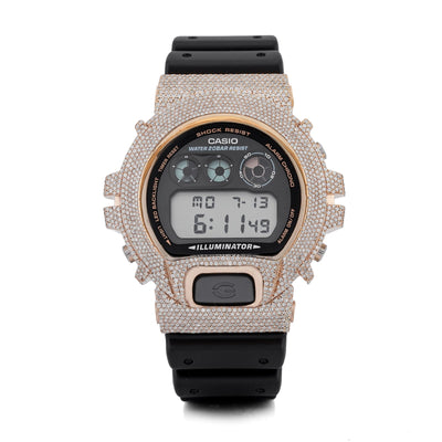 G-Shock DW-6900 4.6CT Natural Diamond Yellow Bezel All Black Watch - Elite Jewelers-Luxury Watch