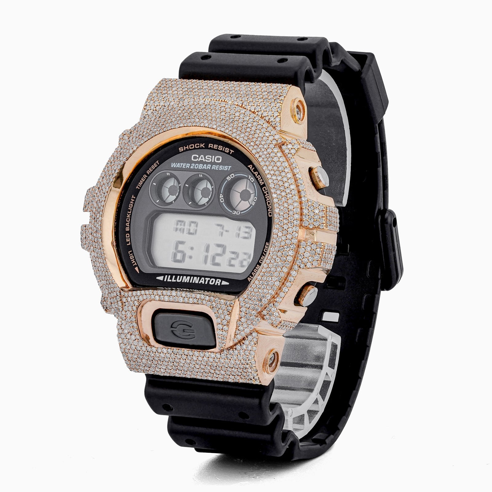 G-Shock DW-6900 4.6CT Natural Diamond Yellow Bezel All Black Watch - Elite Jewelers-Luxury Watch