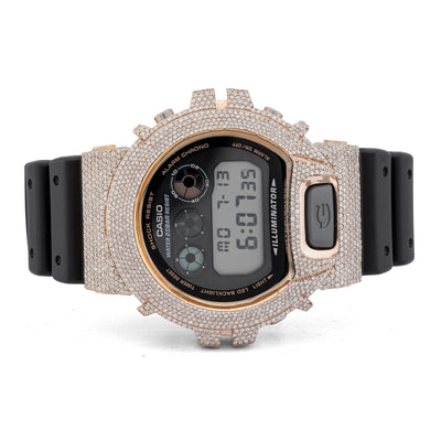 G-Shock DW-6900 4.6CT Natural Diamond Yellow Bezel All Black Watch - Elite Jewelers-Luxury Watch