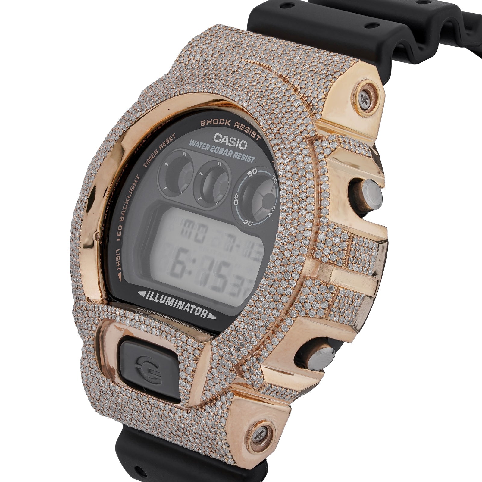 G-Shock DW-6900 4.6CT Natural Diamond Yellow Bezel All Black Watch - Elite Jewelers-Luxury Watch