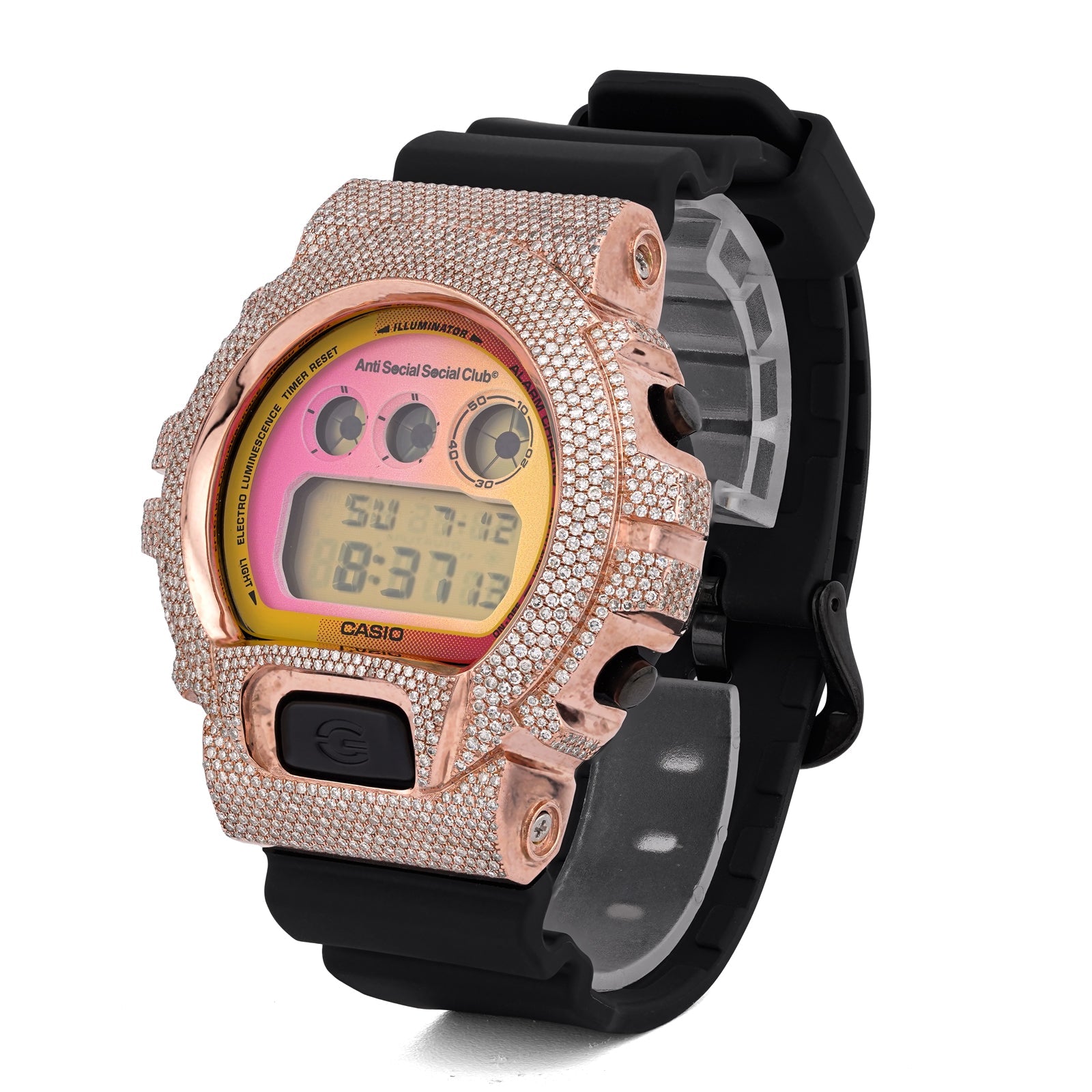 G-Shock DW-6900B Limited Edition 4.6CT Natural Diamond Anti Social Social Club Watch - Elite Jewelers-Luxury Watch