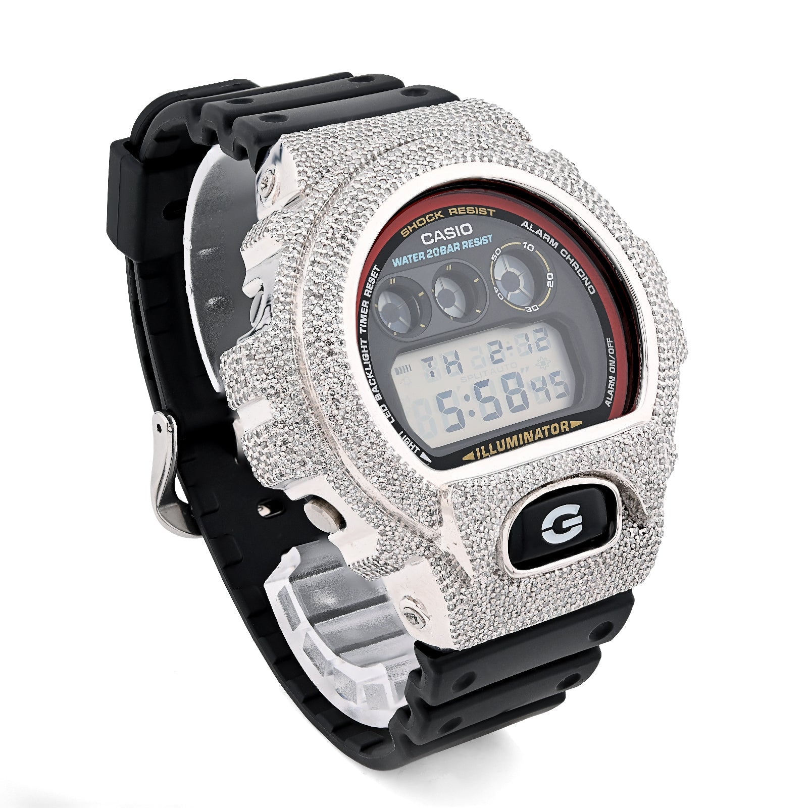 G - Shock DW - 6900RL 3.00 CTW All White Diamond Bezel Iced Out Watch - Elite Jewelers - Luxury Watch