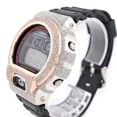 G - Shock DW - 6900RL 3.00 CTW Rose & White Diamond Bezel Iced Out Watch - Elite Jewelers - Luxury Watch