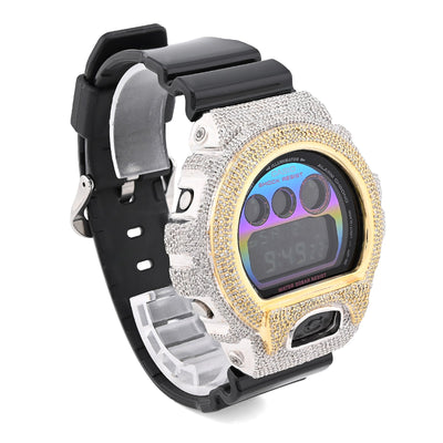 G - Shock DW - 6900RL 3.00 CTW Yellow & White Diamond Bezel Iced Out Watch - Elite Jewelers - Luxury Watch