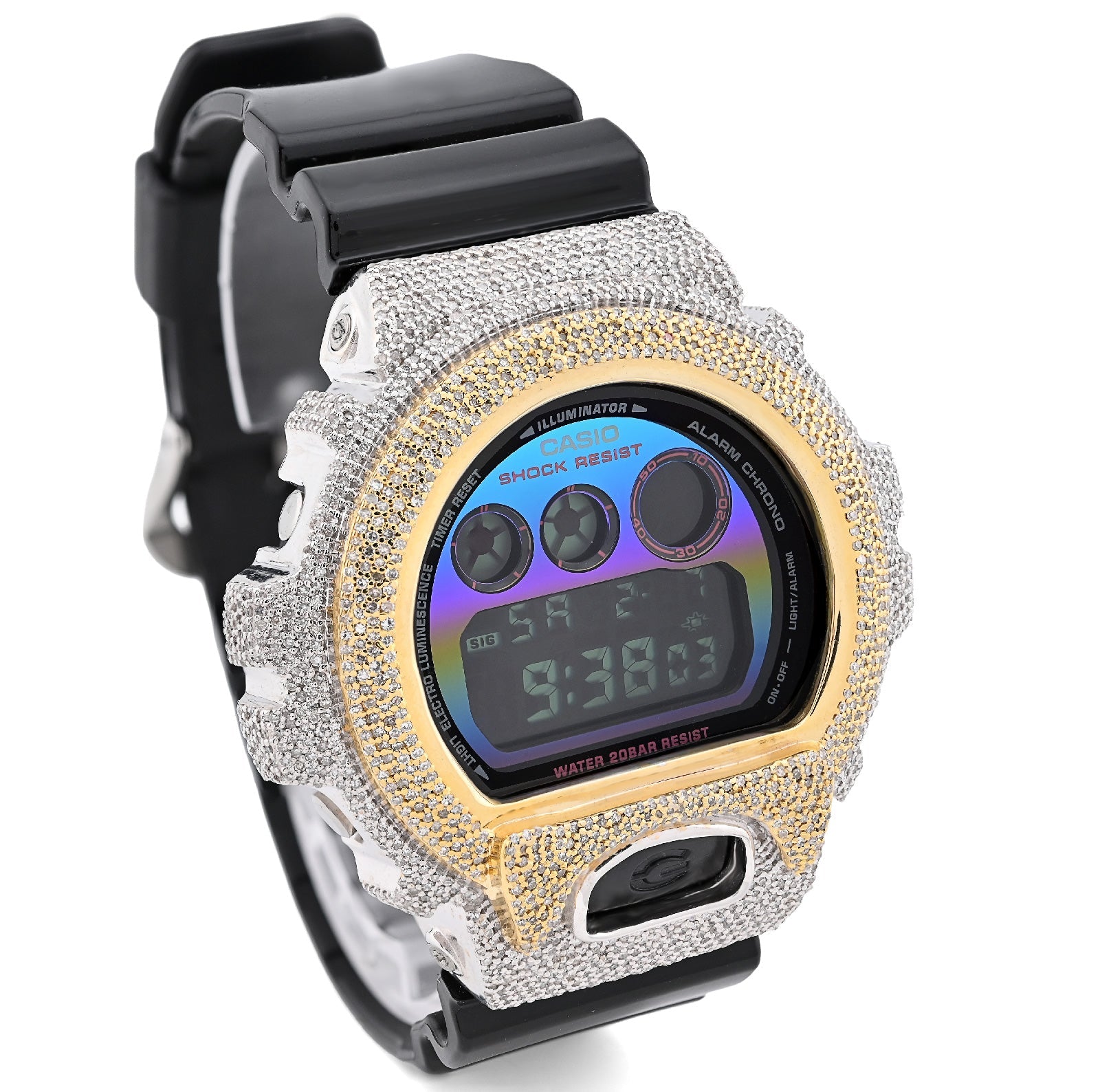 G - Shock DW - 6900RL 3.00 CTW Yellow & White Diamond Bezel Iced Out Watch - Elite Jewelers - Luxury Watch