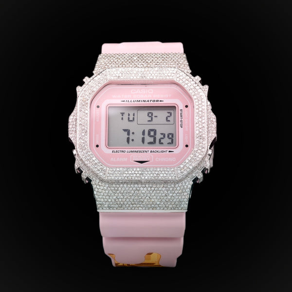 G - Shock DW5600VT Ice - Cream Dial 4.70 CTW Diamond Iced Out Watch - Elite Jewelers - Luxury Watch