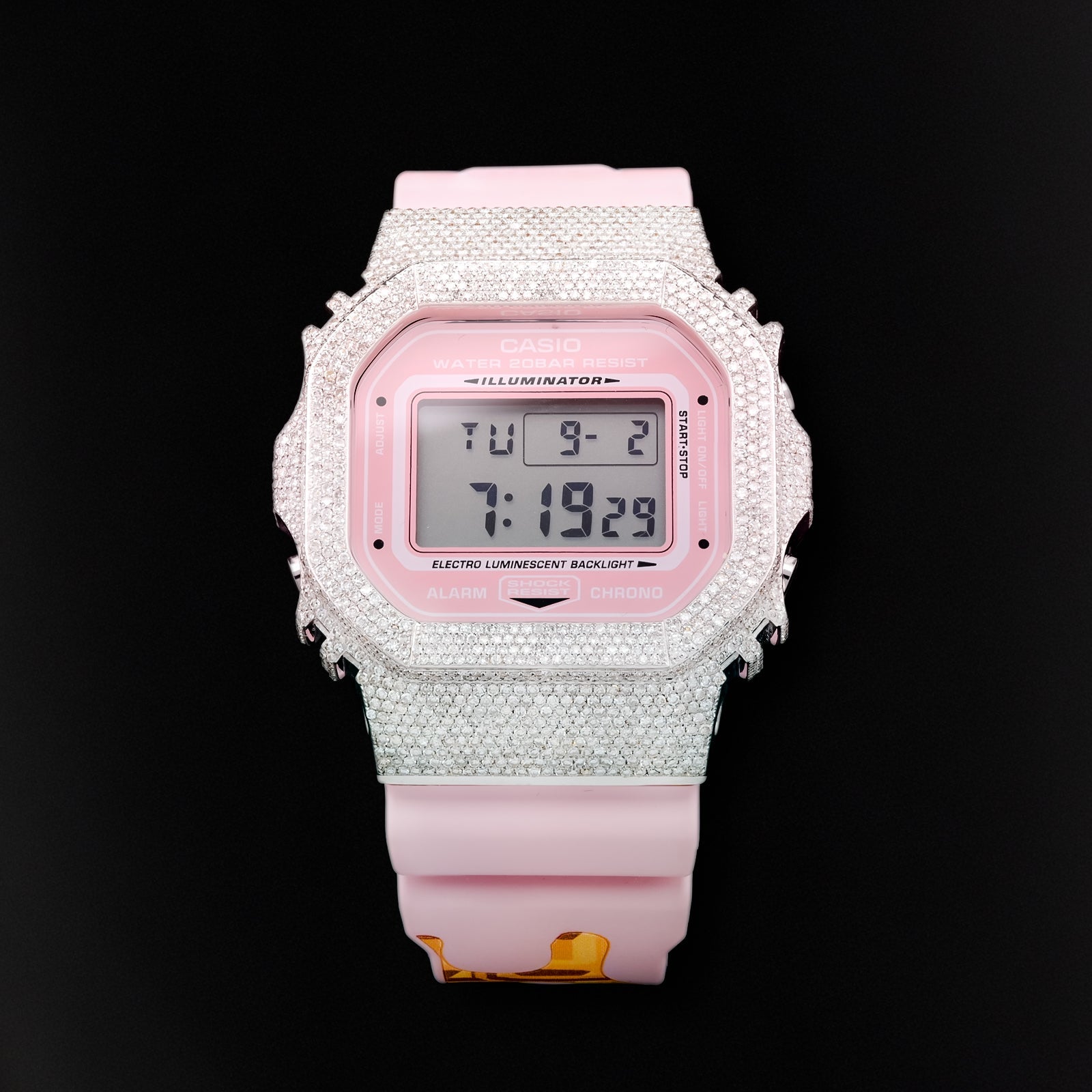 G - Shock DW5600VT Ice - Cream Dial 4.70 CTW Diamond Iced Out Watch - Elite Jewelers - Luxury Watch