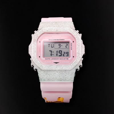 G - Shock DW5600VT Ice - Cream Dial 4.70 CTW Diamond Iced Out Watch - Elite Jewelers - Luxury Watch
