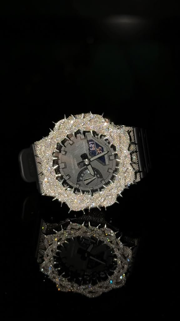 G-Shock GA-2100 5.40 CTW Natural Diamond Thorn Bezel All Black Watch - Elite Jewelers-Luxury Watch