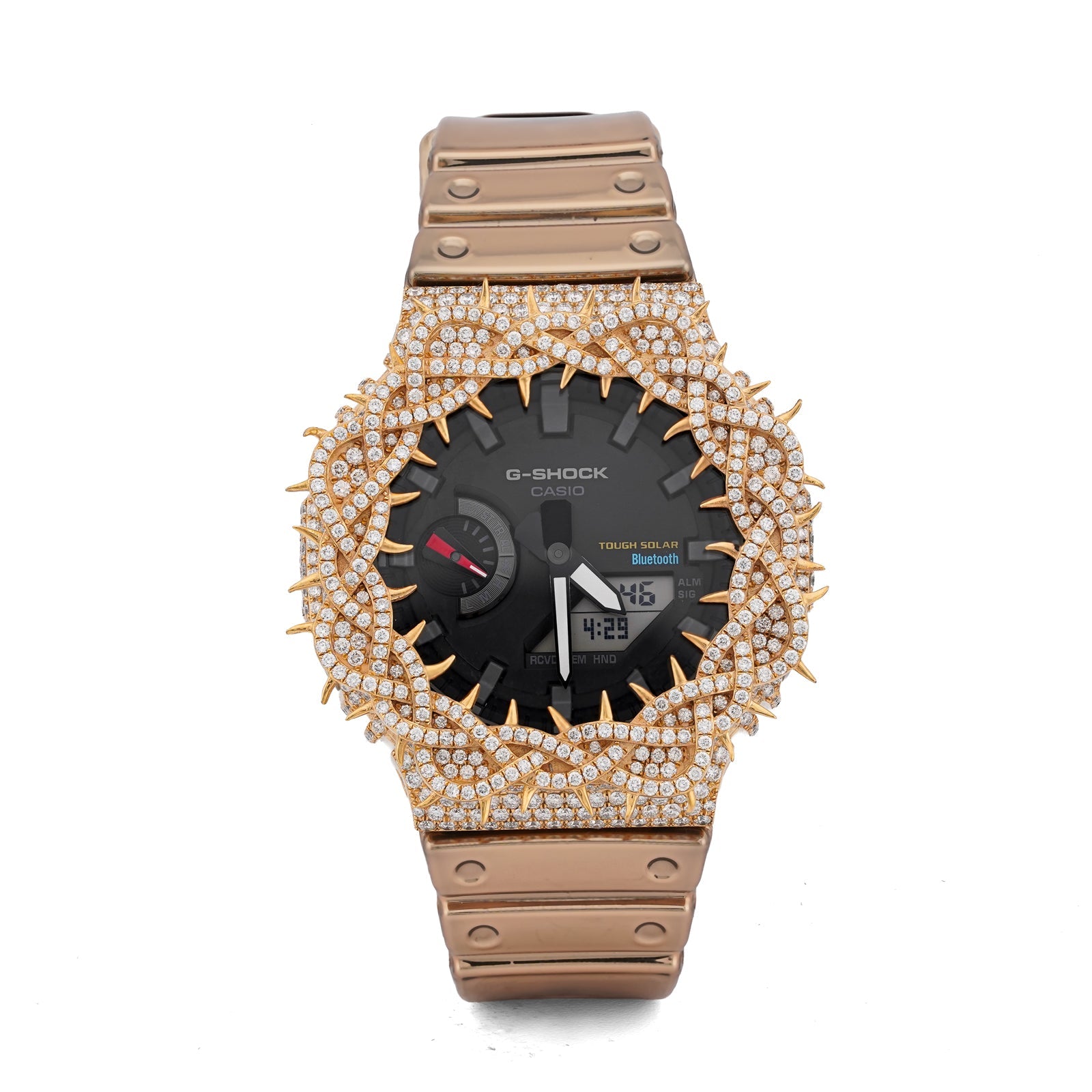 G-Shock GA-2100 7.5CT Natural Diamond Yellow Thorn Bezel all Gold Band Watch - Elite Jewelers-Luxury Watch