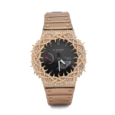 G-Shock GA-2100 7.5CT Natural Diamond Yellow Thorn Bezel all Gold Band Watch - Elite Jewelers-Luxury Watch