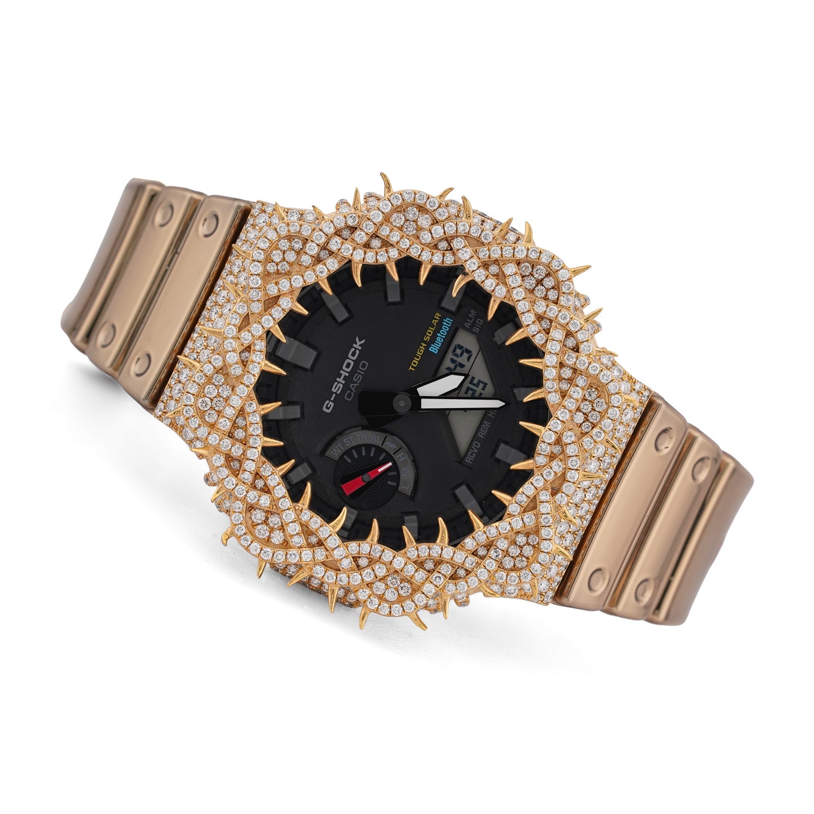 G-Shock GA-2100 7.5CT Natural Diamond Yellow Thorn Bezel all Gold Band Watch - Elite Jewelers-Luxury Watch