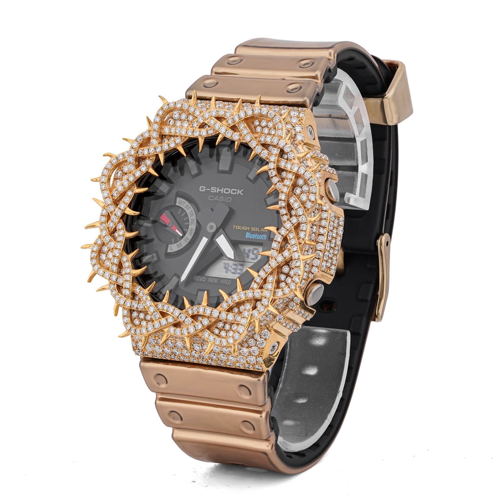 G-Shock GA-2100 7.5CT Natural Diamond Yellow Thorn Bezel all Gold Band Watch - Elite Jewelers-Luxury Watch