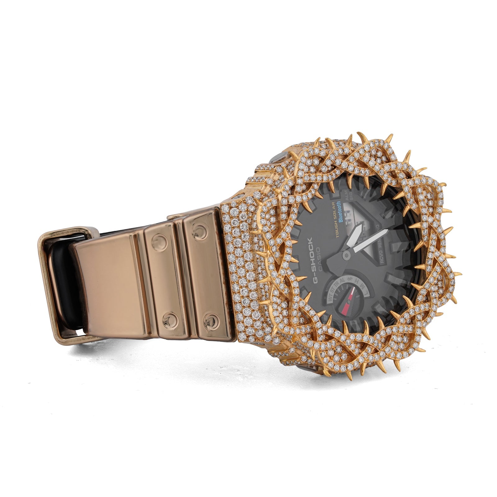 G-Shock GA-2100 7.5CT Natural Diamond Yellow Thorn Bezel all Gold Band Watch - Elite Jewelers-Luxury Watch