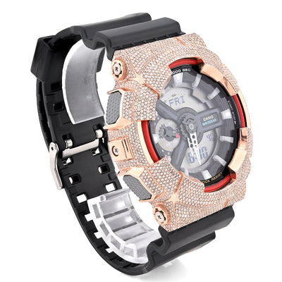 G - Shock GA110 Rose 5.40CT Natural Diamond Grey Dial Dual Lock Black Strap Men Watch - Elite Jewelers - Luxury Watch