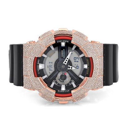 G - Shock GA110 Rose 5.40CT Natural Diamond Grey Dial Dual Lock Black Strap Men Watch - Elite Jewelers - Luxury Watch