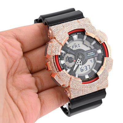 G - Shock GA110 Rose 5.40CT Natural Diamond Grey Dial Dual Lock Black Strap Men Watch - Elite Jewelers - Luxury Watch