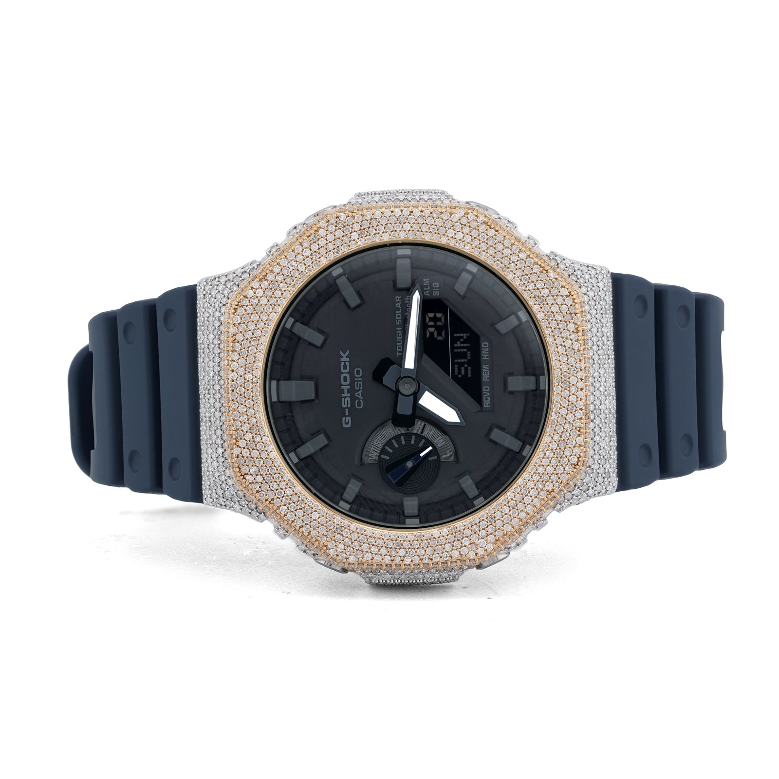 G-Shock GA2100 4.6CT Natural Diamond Two-Tone Yellow/White Blue Band Watch - Elite Jewelers-Luxury Watch