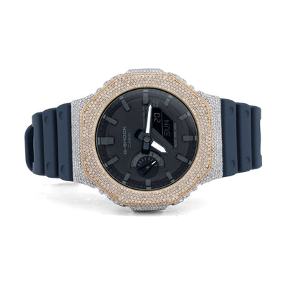 G-Shock GA2100 4.6CT Natural Diamond Two-Tone Yellow/White Blue Band Watch - Elite Jewelers-Luxury Watch