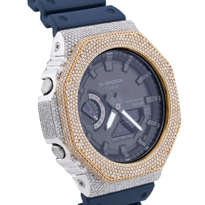 G-Shock GA2100 4.6CT Natural Diamond Two-Tone Yellow/White Blue Band Watch - Elite Jewelers-Luxury Watch