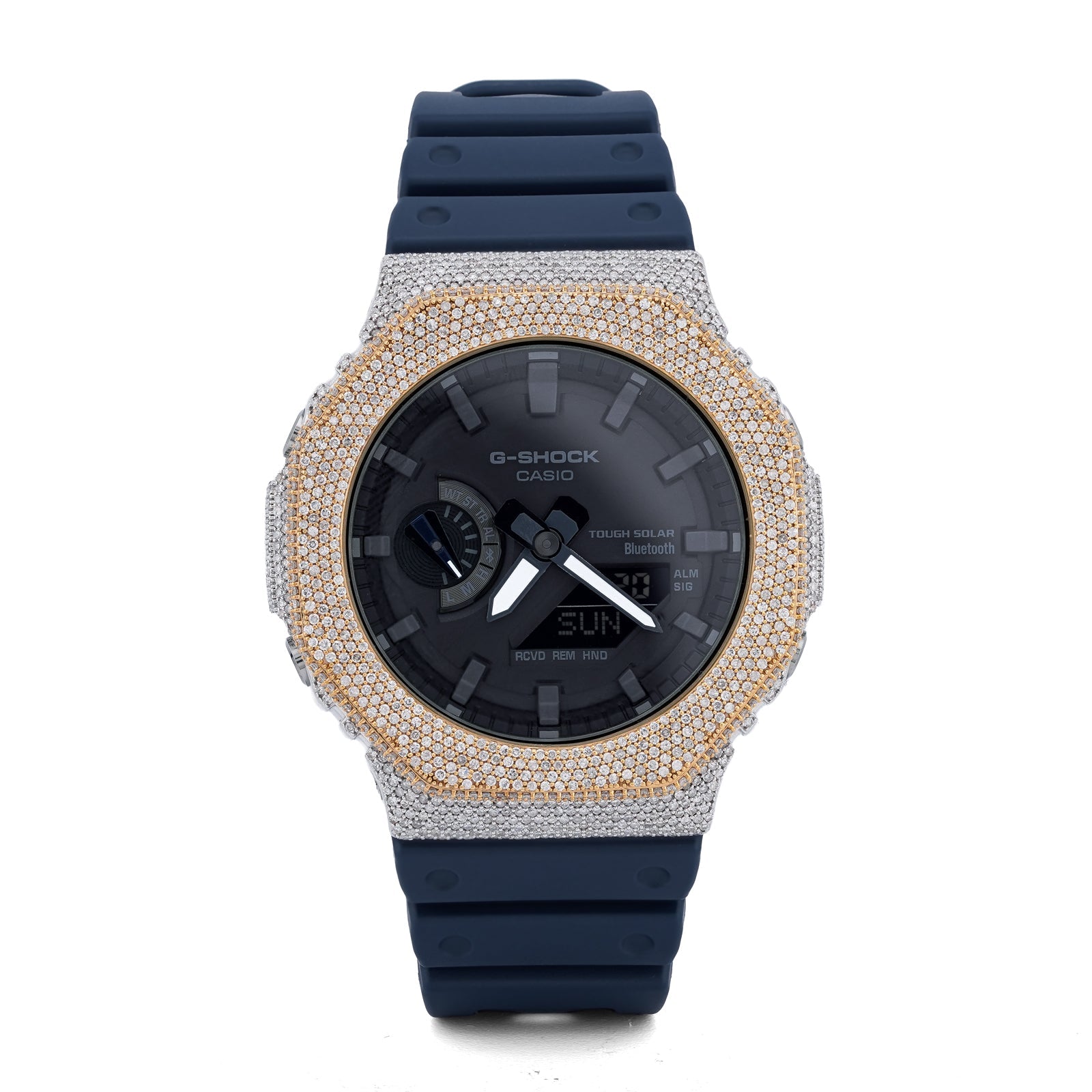G-Shock GA2100 4.6CT Natural Diamond Two-Tone Yellow/White Blue Band Watch - Elite Jewelers-Luxury Watch