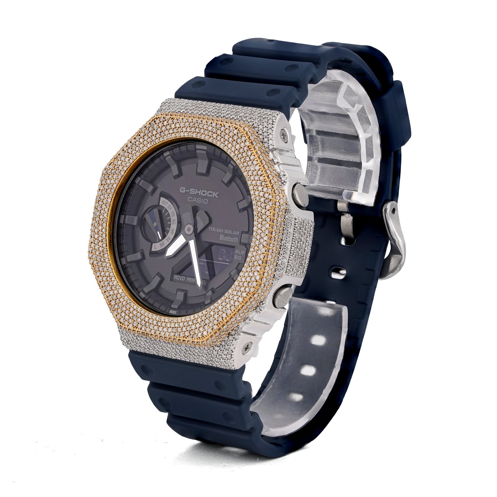 G-Shock GA2100 4.6CT Natural Diamond Two-Tone Yellow/White Blue Band Watch - Elite Jewelers-Luxury Watch