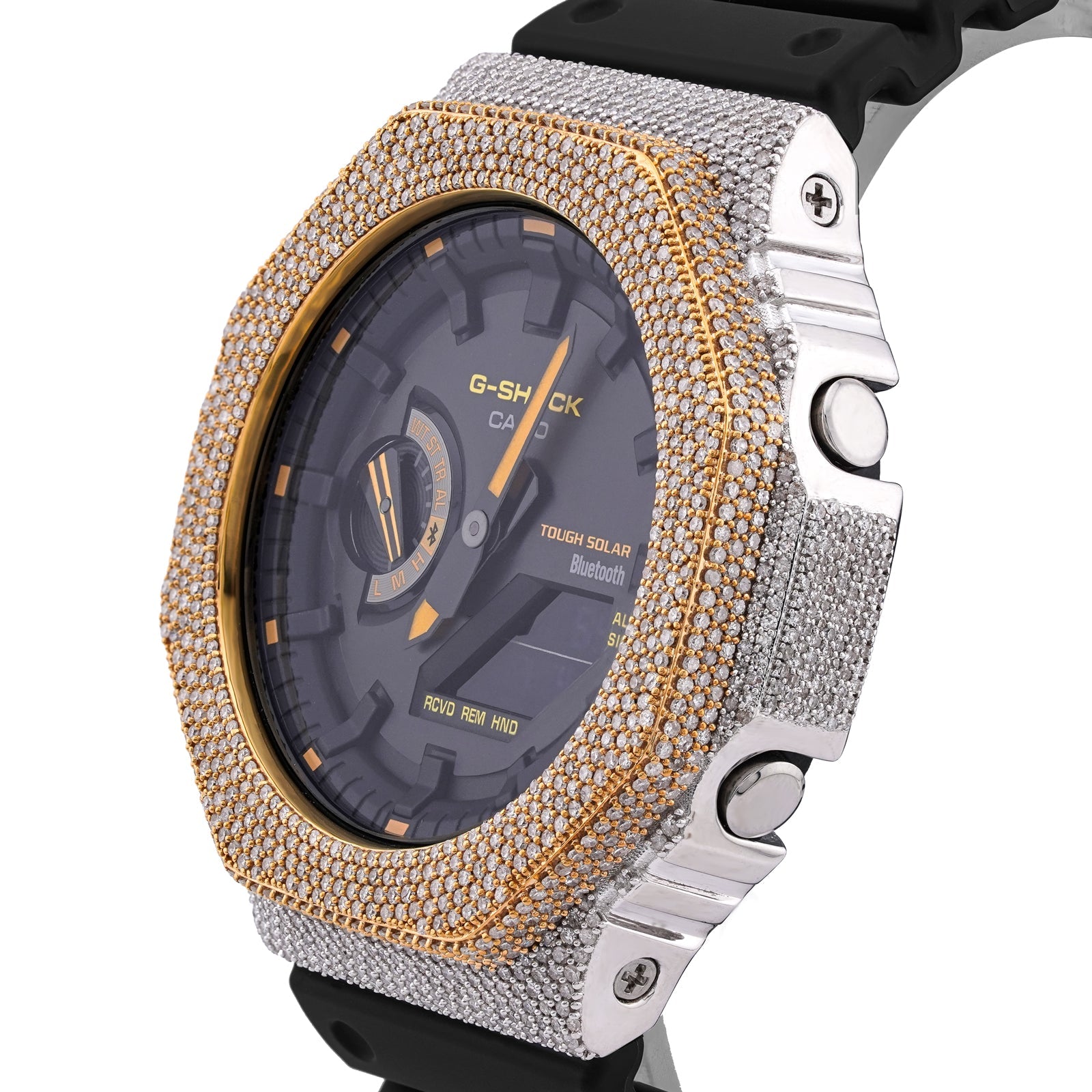 G-Shock GA2100 4.6CT Natural Diamond Two-Tone Yellow/White Yellow Dial Watch - Elite Jewelers-Luxury Watch