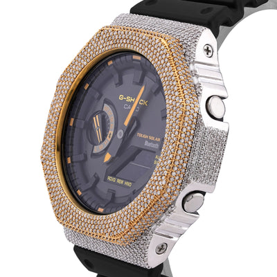 G-Shock GA2100 4.6CT Natural Diamond Two-Tone Yellow/White Yellow Dial Watch - Elite Jewelers-Luxury Watch