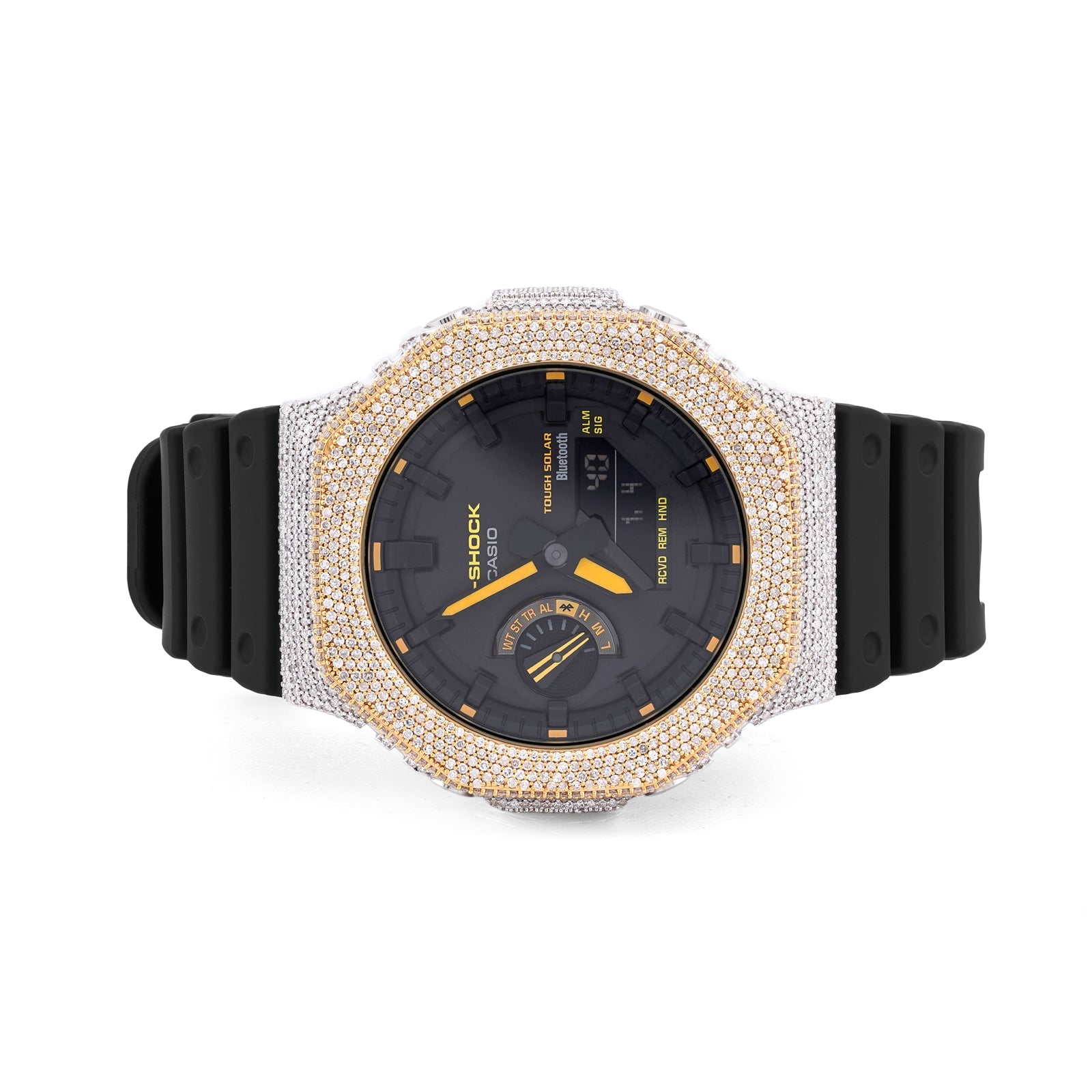 G-Shock GA2100 4.6CT Natural Diamond Two-Tone Yellow/White Yellow Dial Watch - Elite Jewelers-Luxury Watch