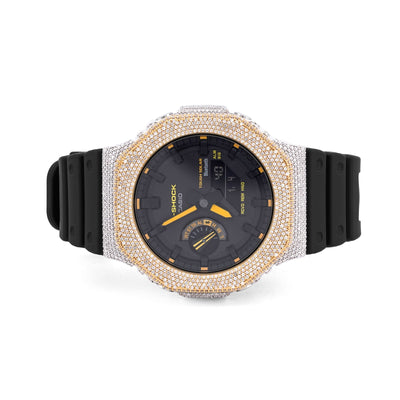 G-Shock GA2100 4.6CT Natural Diamond Two-Tone Yellow/White Yellow Dial Watch - Elite Jewelers-Luxury Watch