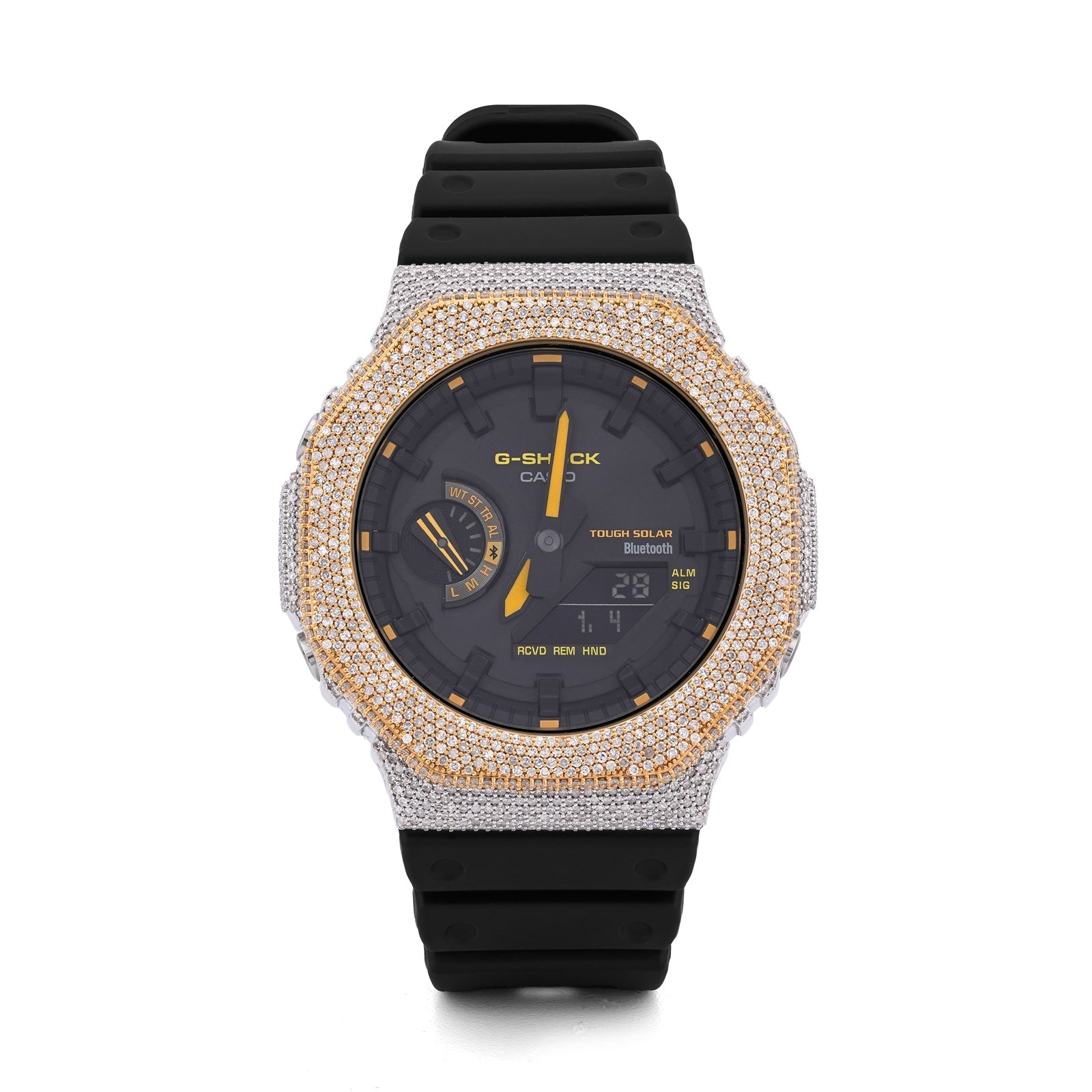 G-Shock GA2100 4.6CT Natural Diamond Two-Tone Yellow/White Yellow Dial Watch - Elite Jewelers-Luxury Watch