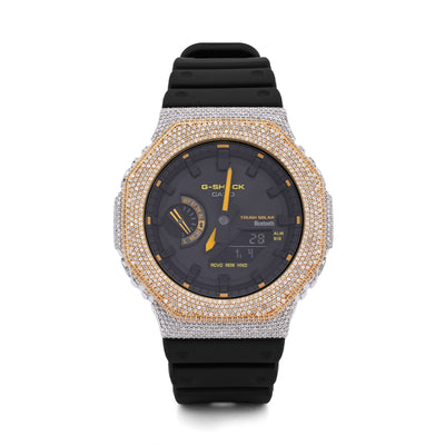 G-Shock GA2100 4.6CT Natural Diamond Two-Tone Yellow/White Yellow Dial Watch - Elite Jewelers-Luxury Watch