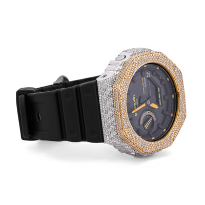 G-Shock GA2100 4.6CT Natural Diamond Two-Tone Yellow/White Yellow Dial Watch - Elite Jewelers-Luxury Watch