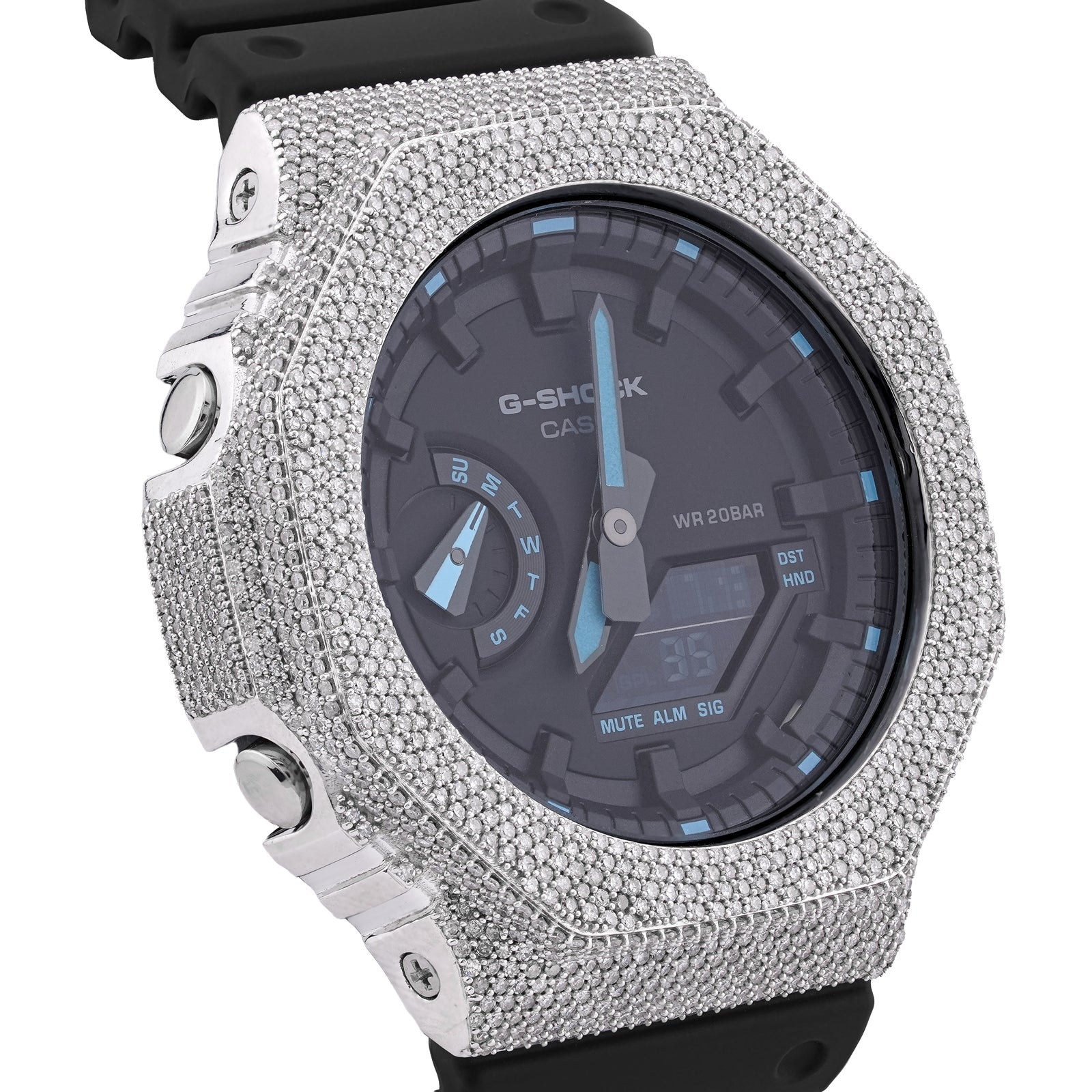 G-Shock GA2100 4.6CT Natural Diamond White Bezel Black Band/Dial Watch - Elite Jewelers-Luxury Watch