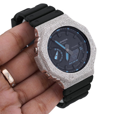 G-Shock GA2100 4.6CT Natural Diamond White Bezel Black Band/Dial Watch - Elite Jewelers-Luxury Watch