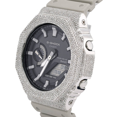 G-Shock GA2100 4.6CT Natural Diamond White Bezel Gray Band Watch - Elite Jewelers-Luxury Watch